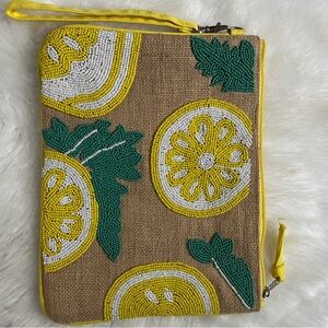 Yellow and Green Beaded Clutch